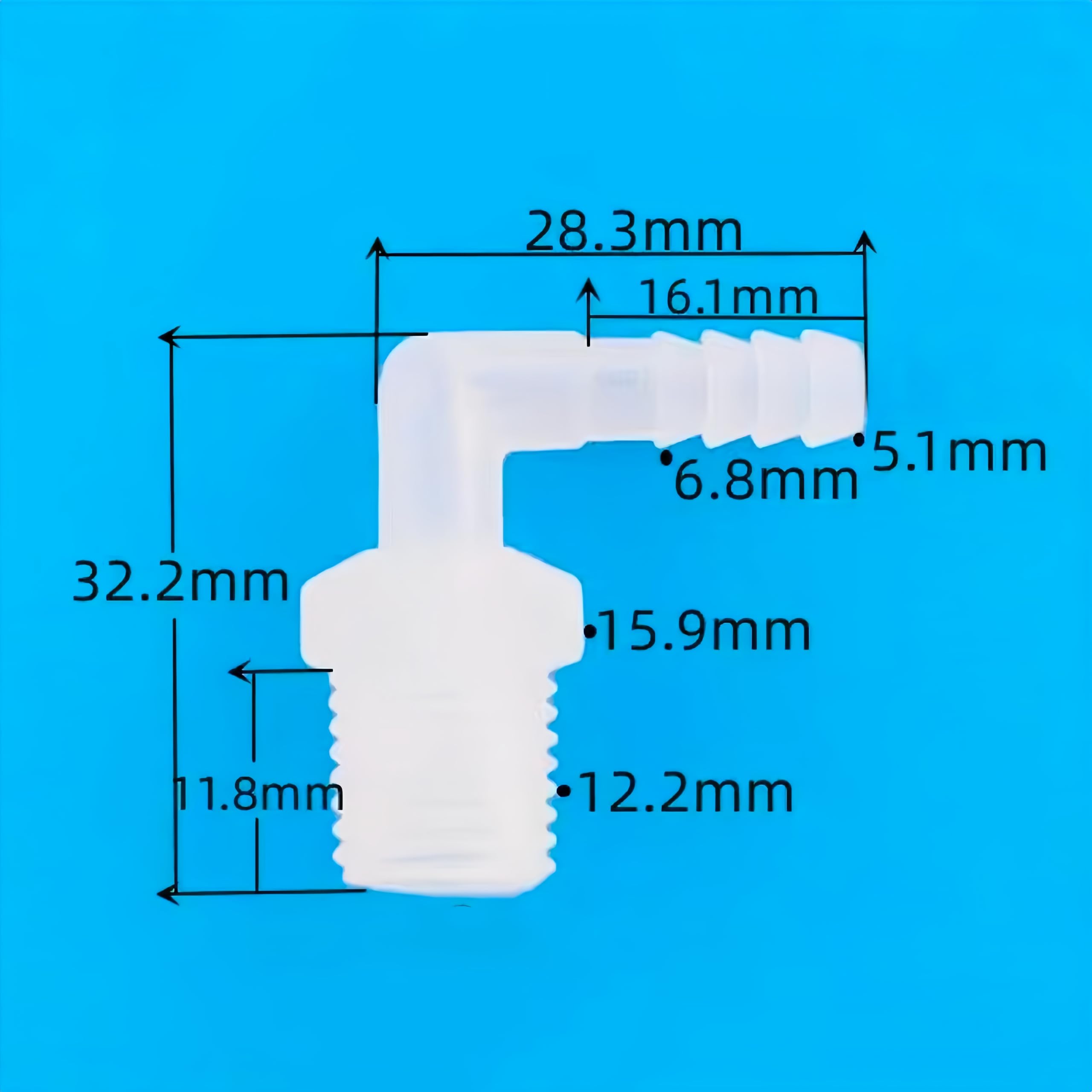 25 sztuk 1/4G męskie złącze gwintowane do złącza kolczastego-PP plastikowe złączki do węży wielokrotnego użytku do laboratorium, maszyn spożywczych(3/16inch L-Type)