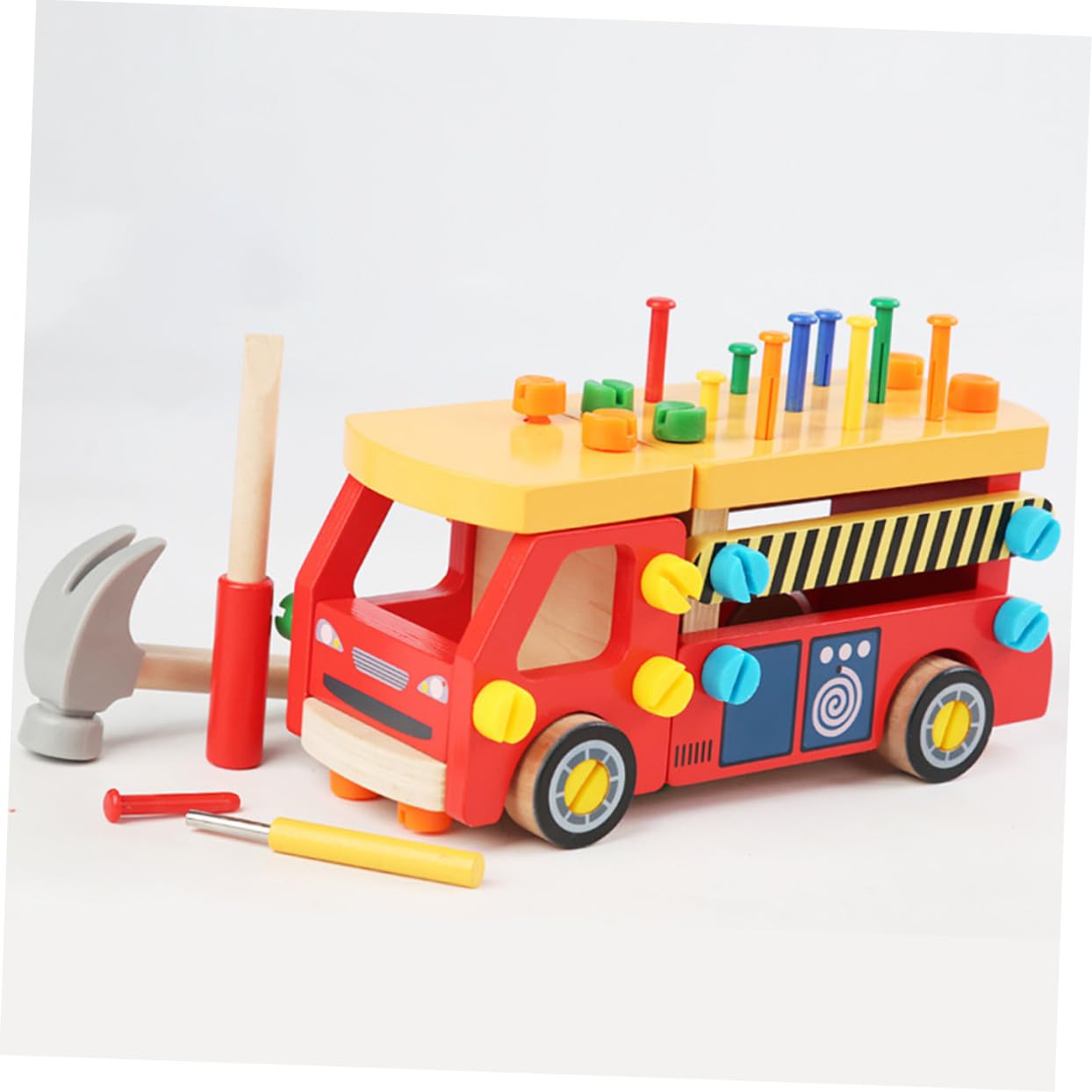 BESPORTBLE Cassetta Attrezzi in Legno per Bambini Giocattoli Montessori per Ragazzi e Bimbi da 3 Anni su Attività di Assemblaggio e Coordinazione Mano-occhio