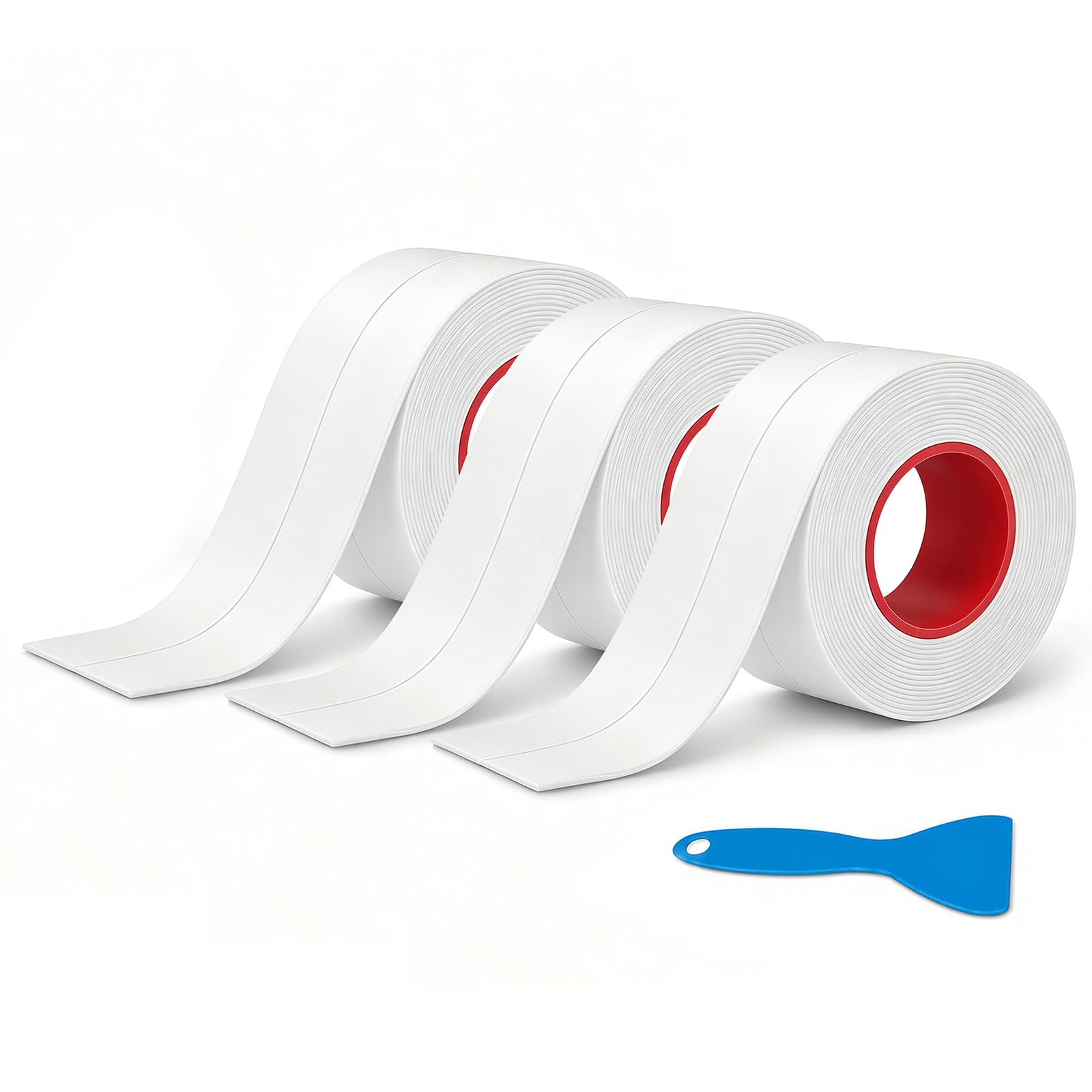 Dichtungsband, wasserdicht, für Badezimmer, selbstklebendes Dichtungsband für Küche, Spüle, WC, Badewanne, Dusche, Badewanne, Boden, Wand, Kantenschutzstreifen (3,8 x 3,2 m, 3 Stück)