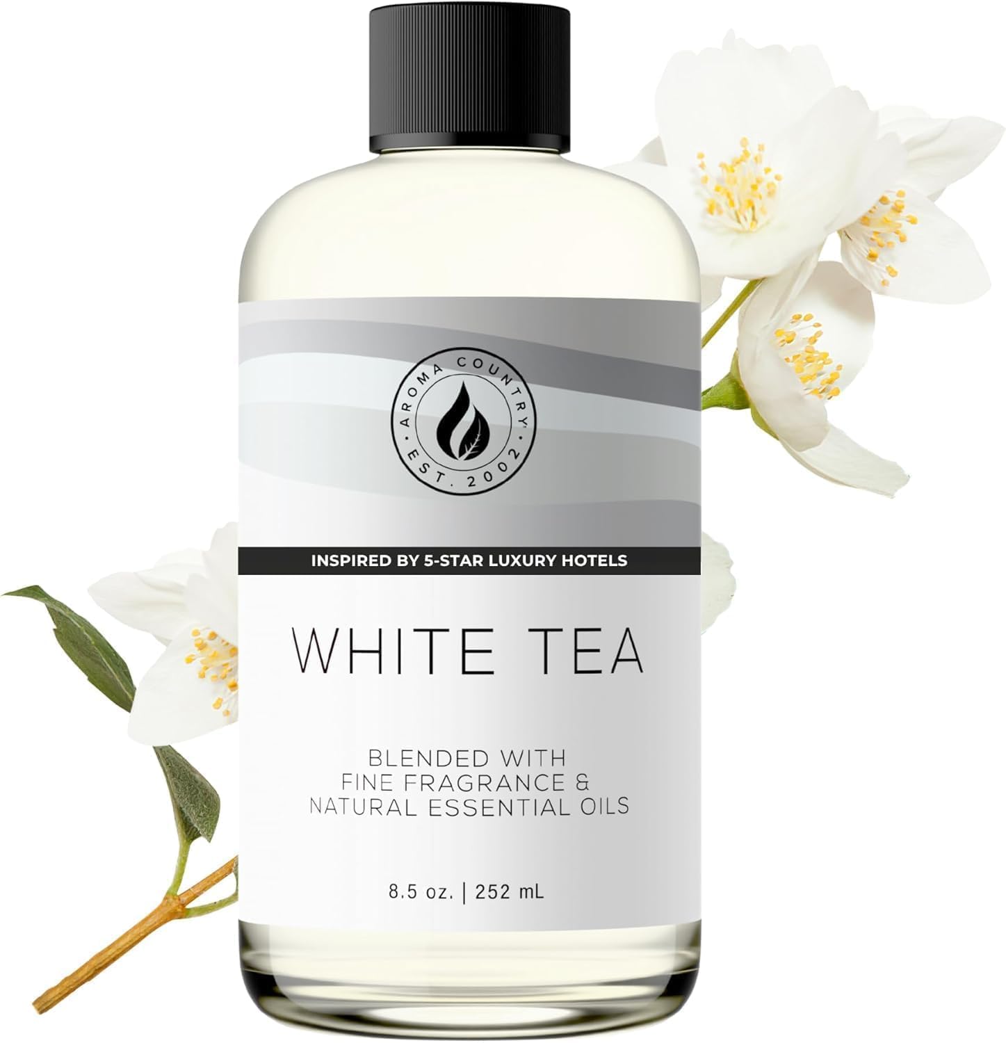 White Tea Diffuser Oil - Luxury Essential Oils for Diffuser Refill & Air Freshener Room Spray, Long-Lasting, Natural Home Fragrance and Hotel Scent for Diffusers & Machines (8.5 Fl Oz)