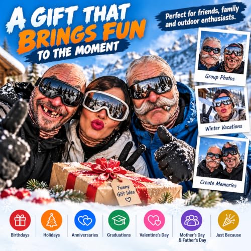 Image of Custom Funny Old Man Ski Mask for Ski Lovers, Personalized Gift