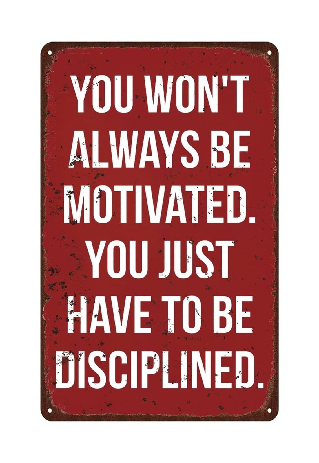 MQXFCZUX Gym Motivation Sign Stay Disciplined Vintage Retro Metal Sign for Home Gym Garage Man Cave Decor 8 X 12 in