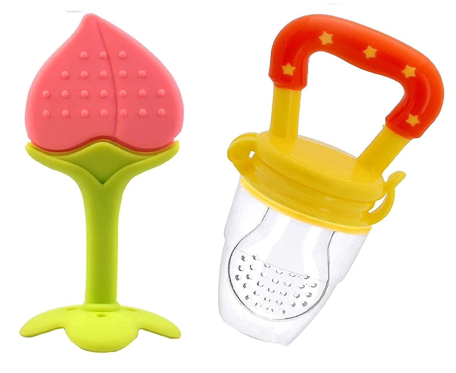 BabyBee Silicone Fruit Shape Teether and Fruit Nibbler for Baby 6-12 Months Baby Teether and Nibbler 3-6 Months Babies Combo Pack Color Yellow Set-image-38