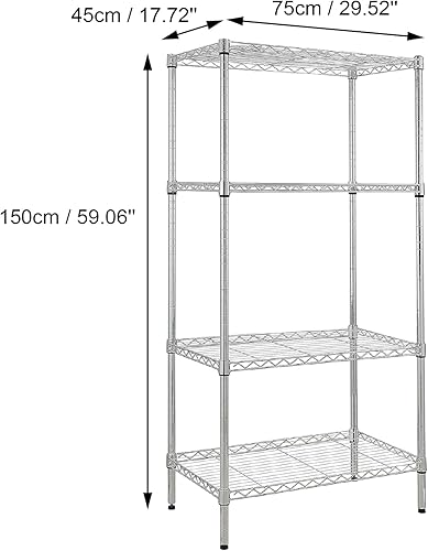 Miniatura 118 de Estante de almacenamiento ajustable de 4 niveles, estante de almacenamiento de metal, estantería de alambre, estantes de almacenamiento de metal