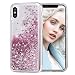 iPhone X Case, Maxdara Glitter Liquid Sparkle Floating Luxury Bling Quicksand Shockproof Protective Bumper Silicone Case Pretty Fashion Design for Girls Children[Pass MSDS&SGS Safety Test](Rosegold)