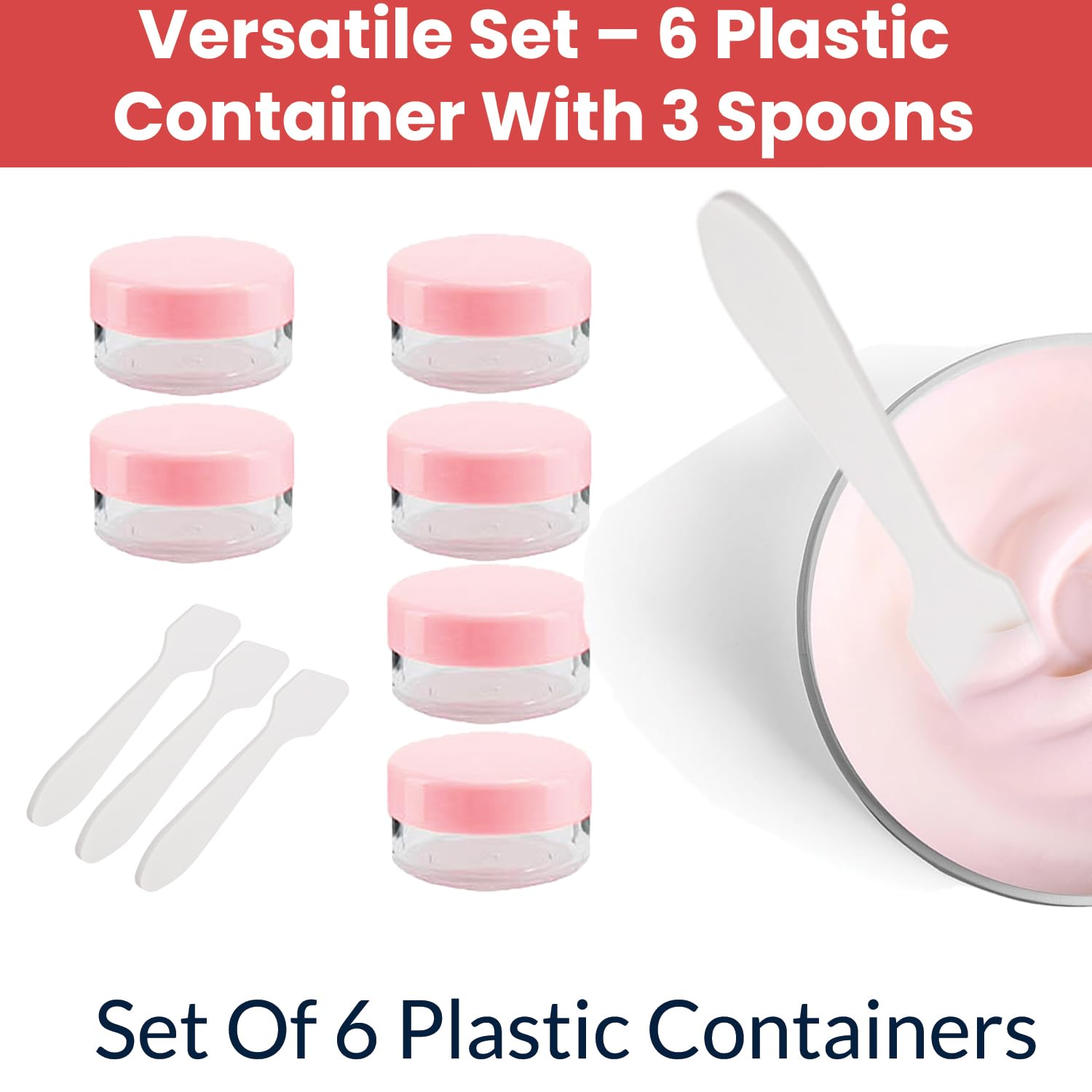 TEMPERIA (Pack of 6) Refillable Small Containers for Makeup, Cream & Lip Balm - Portable Mini Size Empty Storage Boxes with Spatula for Travel - Plastic Small Box Container for Cosmetic - Multicolour - Image 3 thumbnail