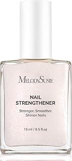 MelodySusie Nail Strengthener and Growth Treatment, 2-in-1 Ridge Filling Base Coat & Glossy Concealer Polish for Damaged Nail Repair and Healthy Shine,Gifts for Women 15ml 0.5 Fl Oz Sparkling White