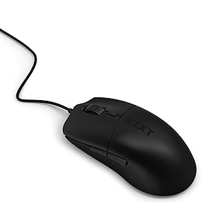 NZXT Lift 2 Ergo, Lightweight Ergonomic Wired Gaming Mouse, Lightweight 61 g Design, 8K Polling Rate, Optical Switches, 26K DPI Optical Sensor, 100% PTFE Feet, Black