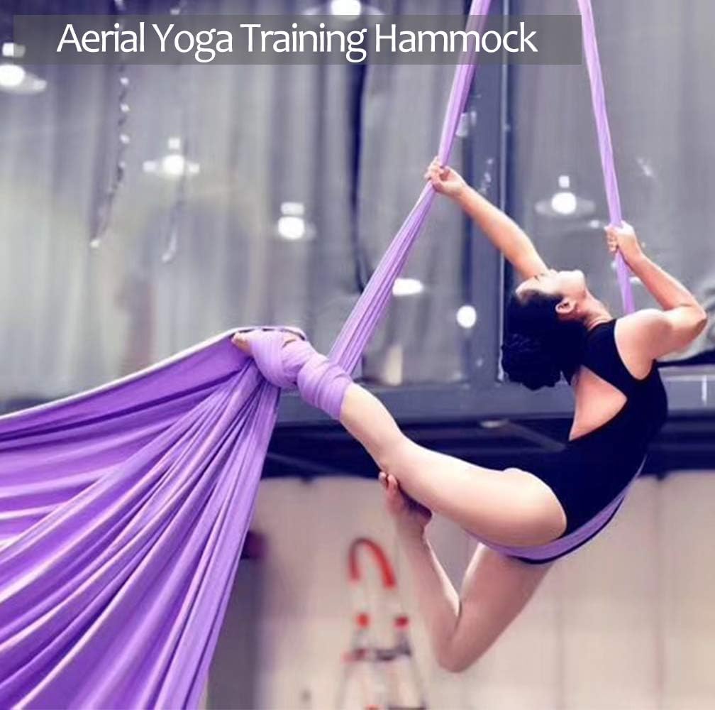 Deluxe Aerial Silks Equipment Set - 11 Yards Aerial Yoga Hammock Swing for Acrobatic, Circus Arts, Dance (L:10m W:2.8m)