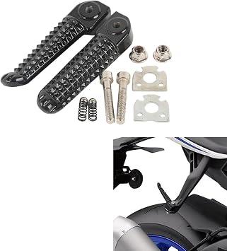 TCMT Black Rear Footrests Foot Pegs Passenger Fits For Yamaha YZF R1 1998-2025 YZF R6 2003-2020 YZF R1M 2015-2024 YZF R1S 2016-2024 V MAX 2009-2020 YZF R7 2022-2025