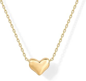 PAVOI 14K Gold Plated Cubic Zirconia Heart Necklace | Cute Dainty Love Pendant Necklaces for Women