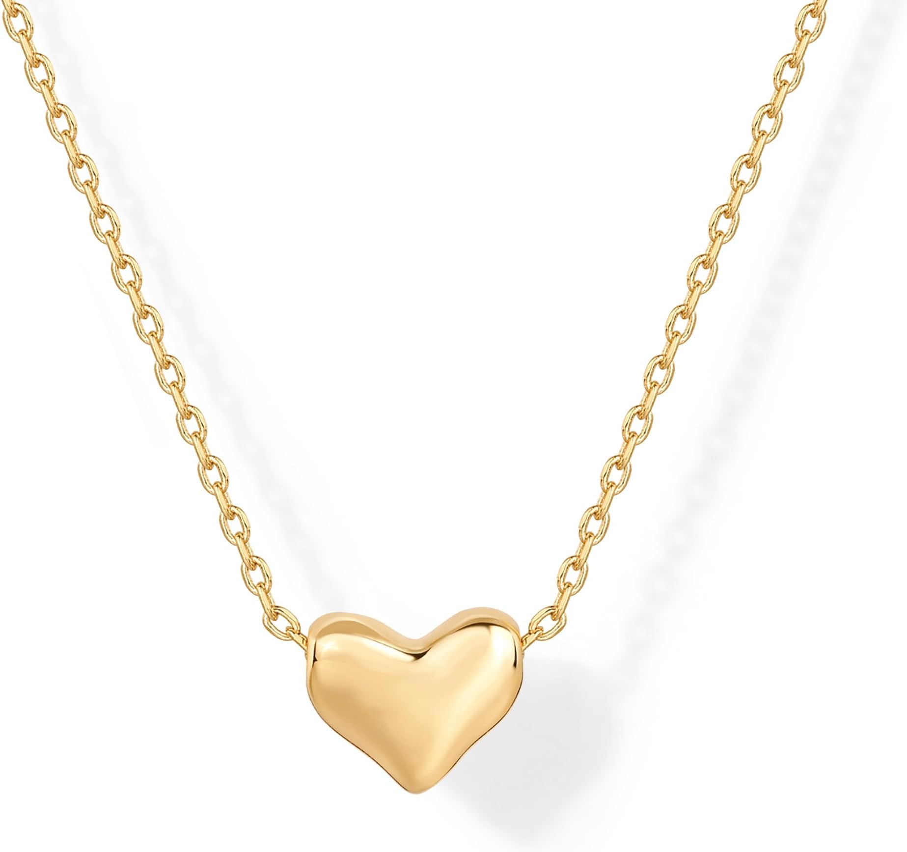 14K Gold Plated Cubic Zirconia Heart Necklace | Cute Dainty Love Pendant Necklaces for Women - Valentines Day Trendy Jewelry