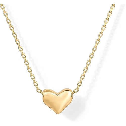 PAVOI 14K Gold Plated Cubic Zirconia Heart Necklace | Cute Dainty Love Pendant Necklaces for Women - Valentines Day Trendy Jewelry