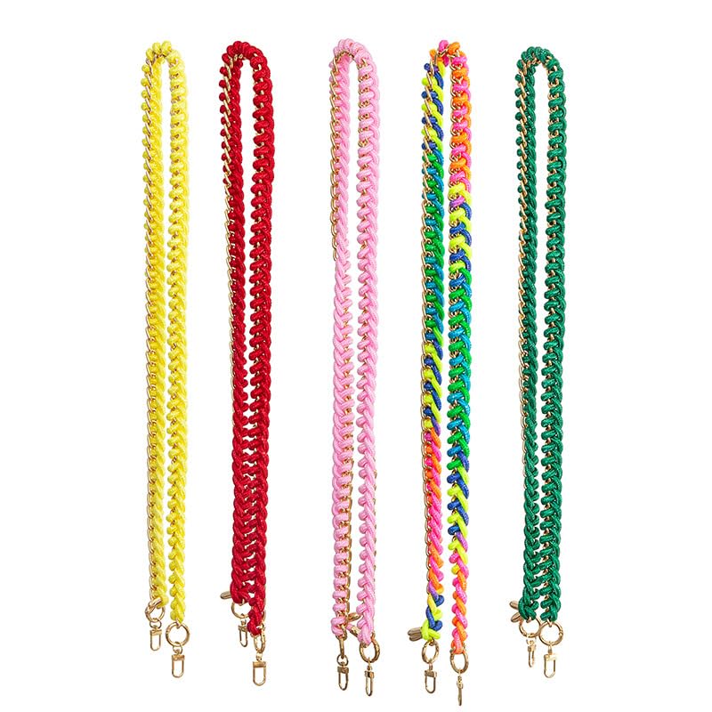 Cadenas Para Bolsos Elegante bolso cruzado trenzado hecho a mano con cadena for mujer - 120 cm de largo(B315 green)