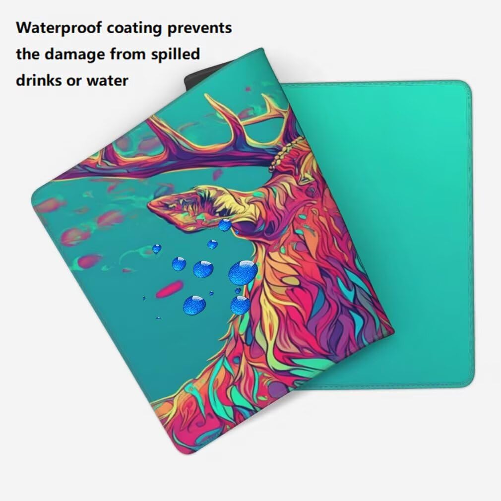 Alfombrilla Raton XXL 1000 x 500 x 3 mm, Mouse Pad Grande Gaming, Alfombrilla de Raton Verde Tapete Escritorio, Lavable Mousepad para Juegos Y Oficina, Impermeable y Antideslizante (Ciervo) -MP1593