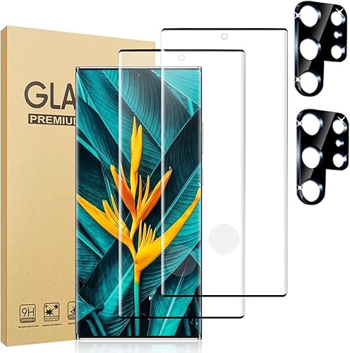 Miniatura 1 de Paquete de 2+2 Protector de pantalla para Galaxy S23 Ultra con protector de lente de cámara, soporte de desbloqueo de huellas dactilares dureza 9H