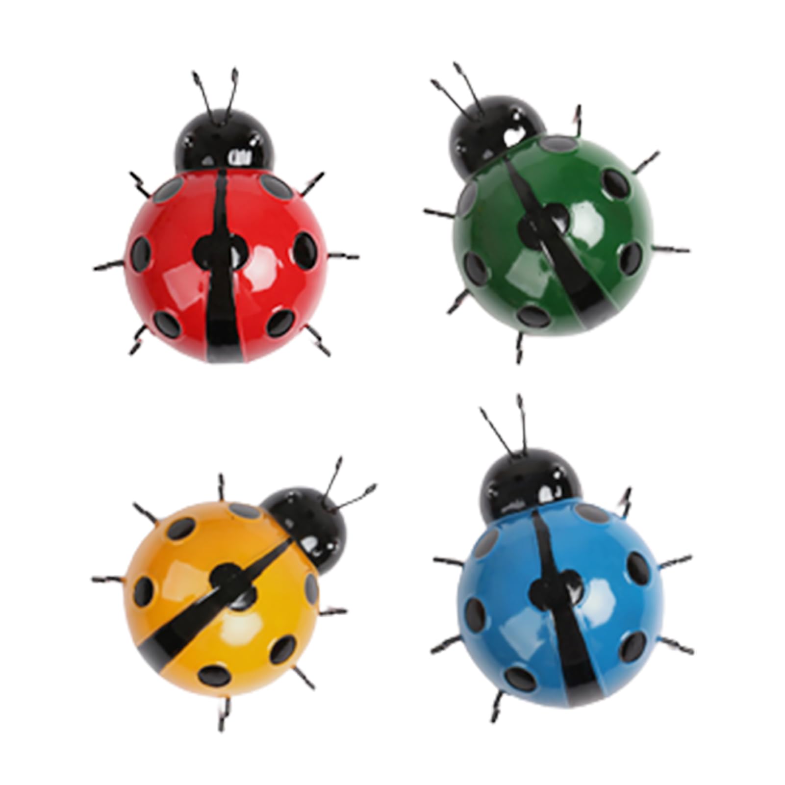 4 piezas de decoración de mariquita de metal, arte de pared de mariquita, esculturas de pared al aire libre, esculturas de jardín, decoración del hogar para valla de jardín, interior o exterior,