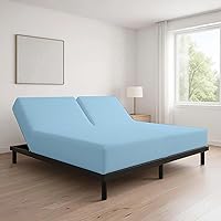 Vista 3 de Cottingon 1 Pieza Sábana Bajera Ajustable King con División Superior Solo para Camas Ajustables, 100% Algodón Egipcio Premium, 34 Pulgadas Media