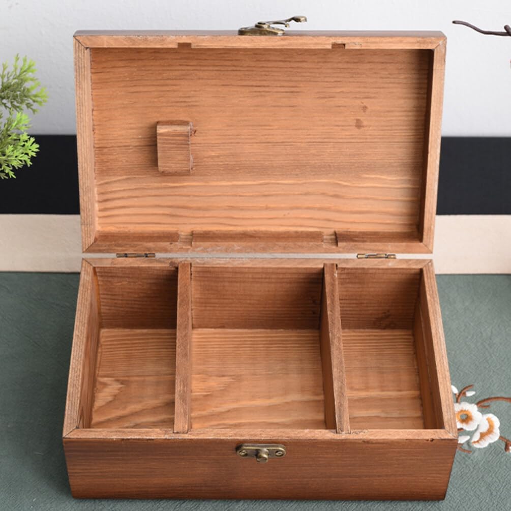 EXCEART Wooden Stand Wooden Sewing Kit Box Wood Sewing Needle Storage Case Vintage Wooden Sewing Pin Storage Box Stitching Repair Tool Kit Accessories Organizer Wood Bracket