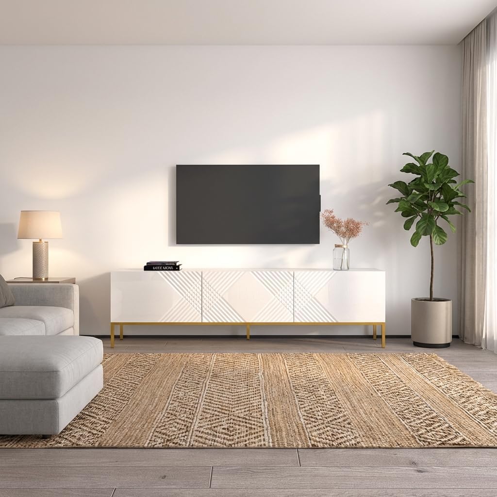 Meble Furniture Exito 01 Modern Rectangular TV Stand — Storage Cabinets — 75 Inches — White