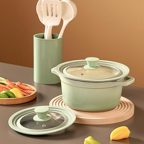 Miniatura 5 de J&C LIFE Tapa universal para ollas y sartenes se adapta a utensilios de cocina de 10, 11 y 12 pulgadas, tapa de vidrio templado con anillo de