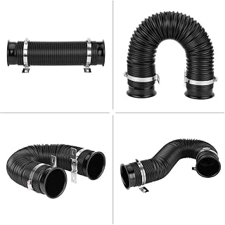 Tubo de entrada de aire frío universal para coche, 76 mm, flexible, color negro