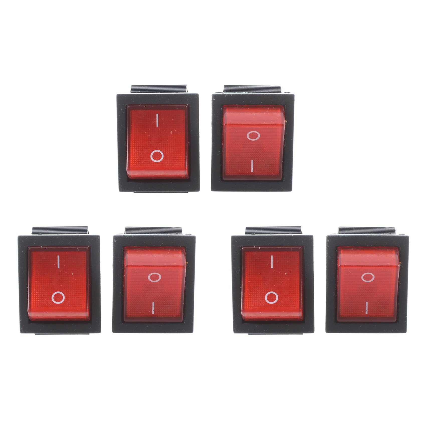 Jnchdghwa As Shown 16A/250Vac 20A/125Vac Red Indicator Light 4 Pin On/Off Dpst Rocker Switch 6 Pcs
