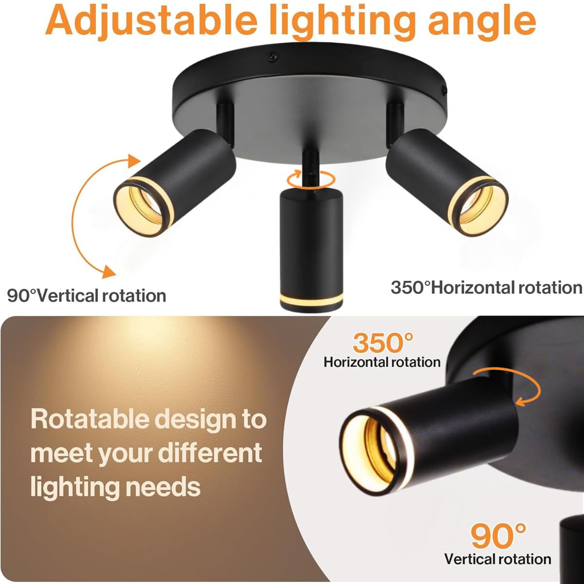 Smart Deckenstrahler 3 Flammig Rund, RGB LED Deckenspot Schwenkbar Kompatibel mit Alexa, Deckenleuchte mit Fernbedienung & APP, GU10 Deckenlampe für Wohnzimmer Schlafzimmer Küche (Mit Glühbirne)
