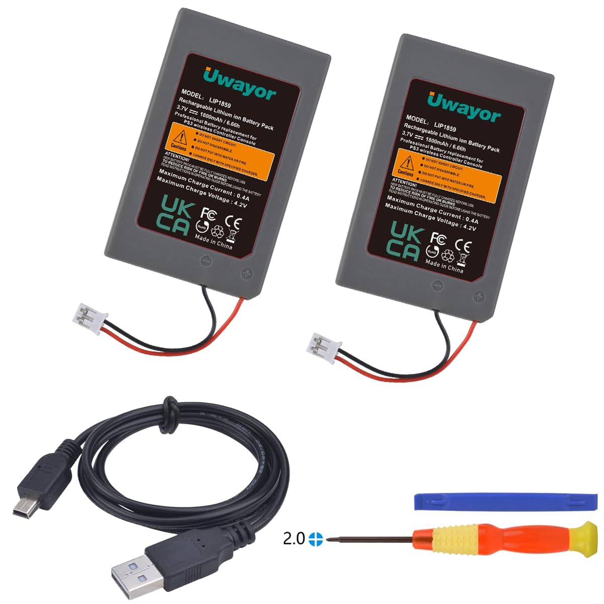PS3 Batería para Controlador PS3 batería de Repuesto 1860 mAh para Sony PlayStation 3 y Dualshock 3 Controlador inalámbricoLIP1359,LIP1472, LIP1859, CECHZC2E, CECHZC2U