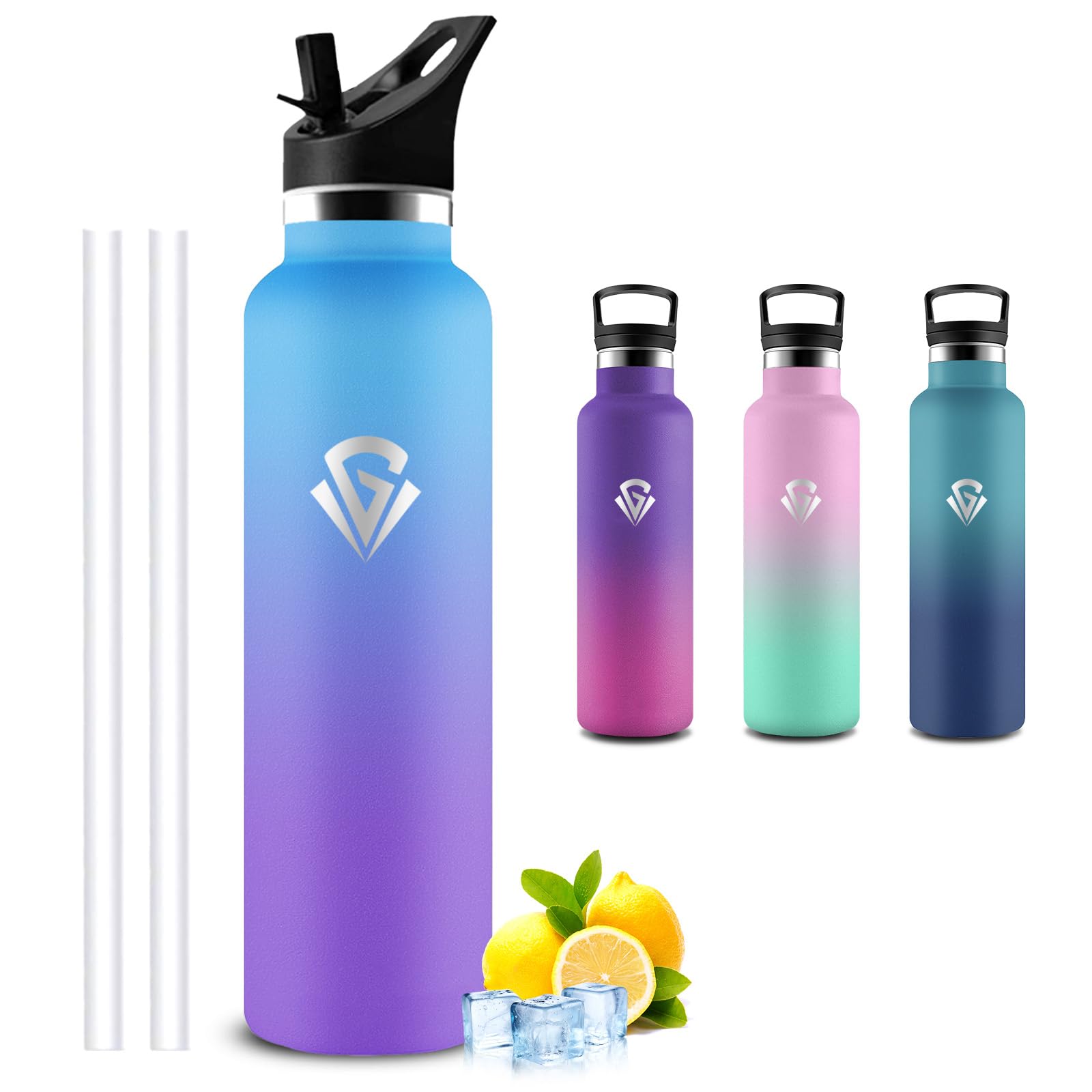 Mujigaga Insulated Water Bottle, 1 Litre, BPA Free, Water Bottle with Straw, Leakless, Thermal Bottle, Gym Bottle, 18/8 Stainless Steel, Water Bottles for Camping, Gym
