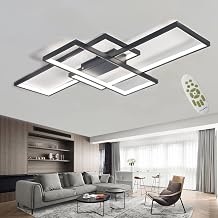 LED Ceiling Light Simple Modern Ceiling Lamp Living Room Atmospheric Rectangular Ceiling Spotlight Acrylic Bedroom Lamp Spot Light Continuous Dimming with Remote Control Black L 140 cm [Energy Class B]