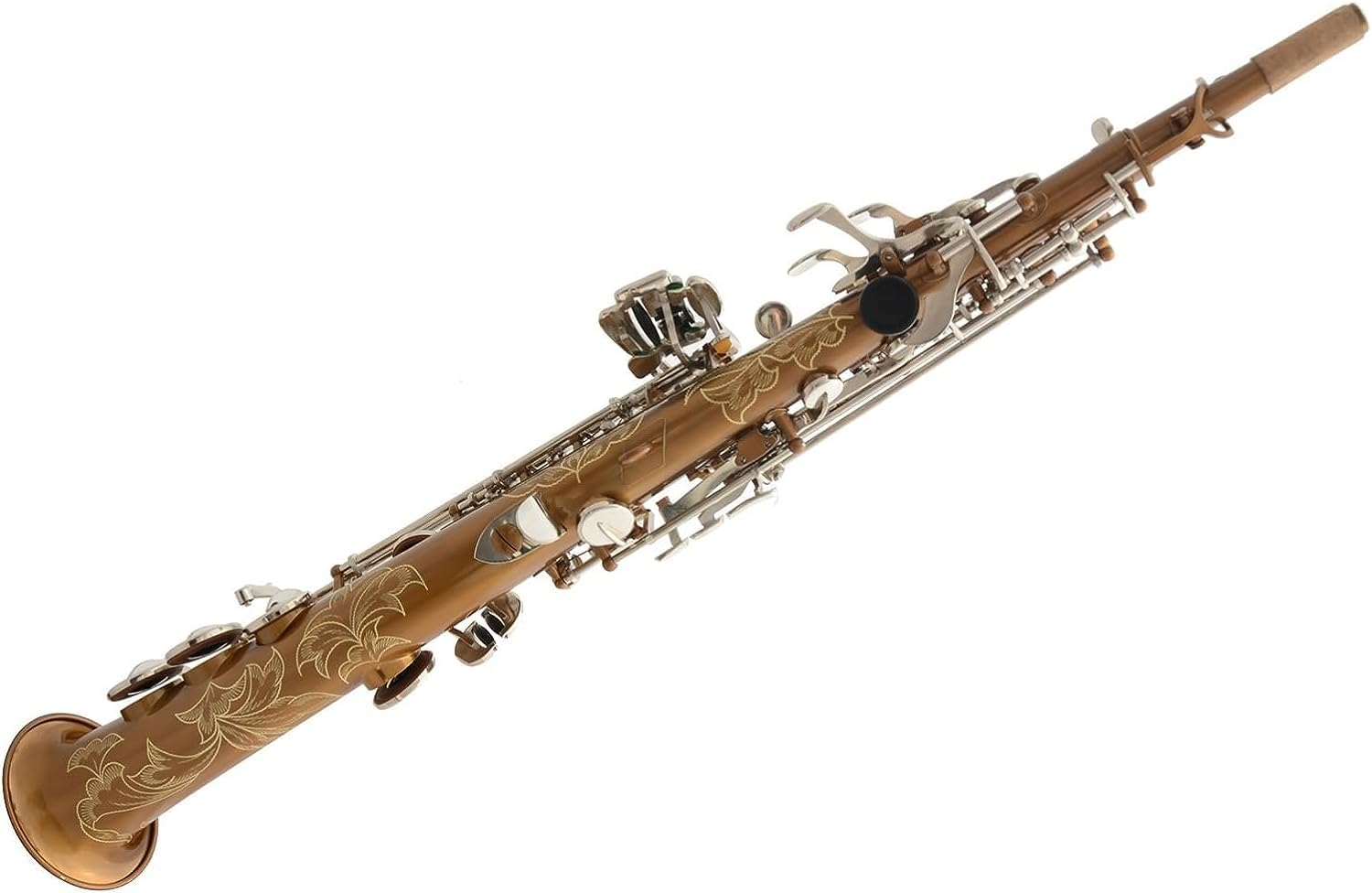 Zestaw dla początkujących saksofonu dla dorosłych – wysoki, płaski, mosiężny korpus prosty instrument muzyczny z antyczną miedzianą powierzchnią