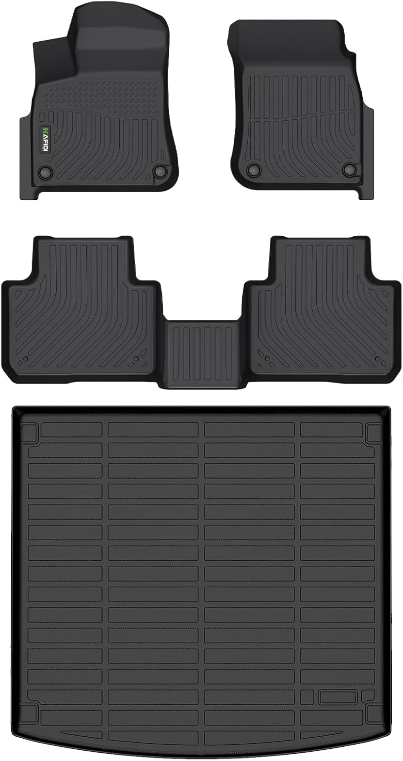 Floor Mats & Cargo Liner Custom for Porsche Cayenne 2019-2025 All Weather Protection TPE Heavy Duty Non-Slip Automotive Floor Liners Fits Full Set Accessories, Black 30) For Cayenne 2019-2025 Set
