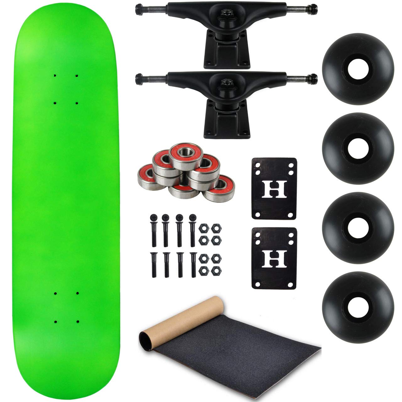 Moose Complete Skateboard Neon Green 7 75 with Black Trucks and Black Wheels