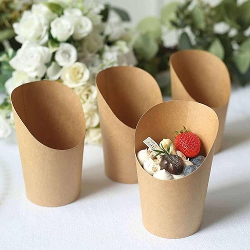 Miniatura 8 de Efavormart - Paquete de 50 unidades  Caja de palomitas de maíz de papel natural Kraft de 14 onzas, taza desechable con cono de aperitivo