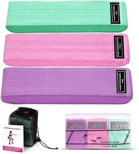 Juego de bandas de resistencia de tela para entrenamiento, bandas de entrenamiento de 3 niveles, bandas de glúteos para fitness en casa