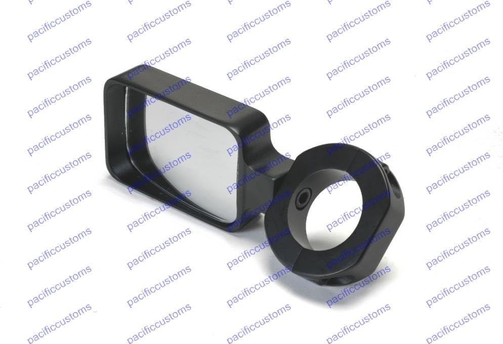 Billet Aluminum Black Mirror with Convex Lens for 1.50 Inch Roll Cage Tubing For Dune Buggy, Sandrail, Atv, Polaris Rzr, UTV, Sand Rail