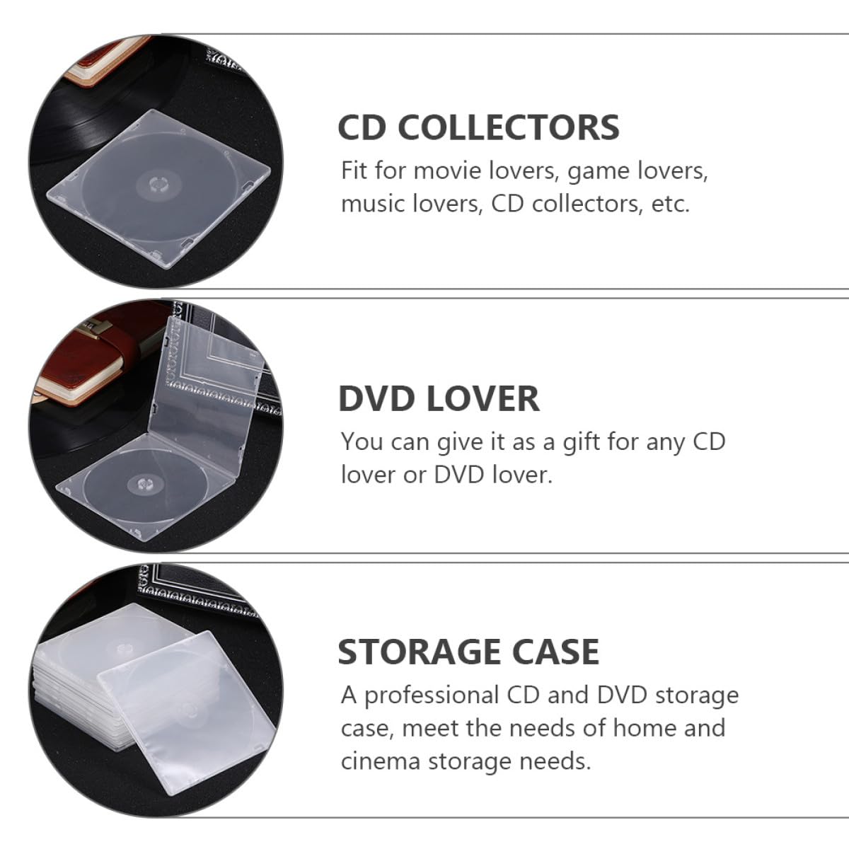 20 Pezzi Custodie per CD Ultra Sottili in Plastica Bianca con Pellicola Trasparente per Protezione e Conservazione Singola Disco, per Casa e Cinema
