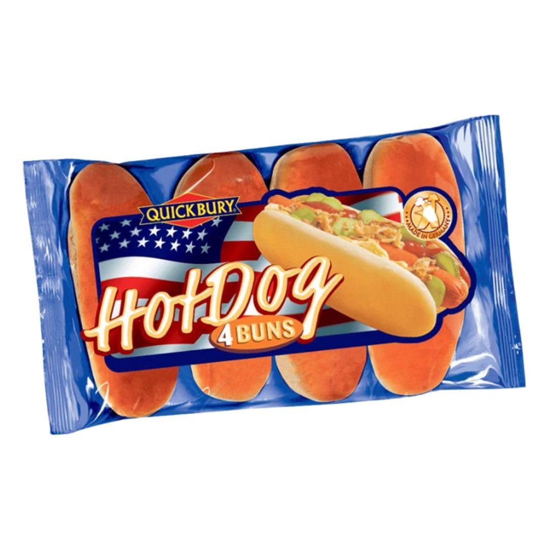 100x Hot Dog Brötchen – 25x Beutel à 250 g (4 Stück) – Weiche Buns für Hot Dogs, Grill & Snack – Perfekt für Partys, Foodtrucks & Events