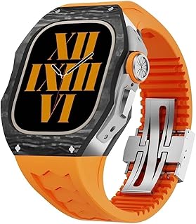 BRART Kit de modificação de capa de relógio de fibra de carbono, para Apple Watch Ultra 49 mm capa de titânio de luxo, para IWatch série 8 49 mm reajuste pulseira de substituição de metal