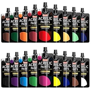 Acrylic Paint, Shuttle Art 18 Colors Acrylic Paint Pouches (120ml/4.06oz), Artist Grade Acrylic Paint Set, Rich Pigments, Non-Toxic for Artists, Beginners and Kids on Rocks Crafts Canvas Wood Ceramic