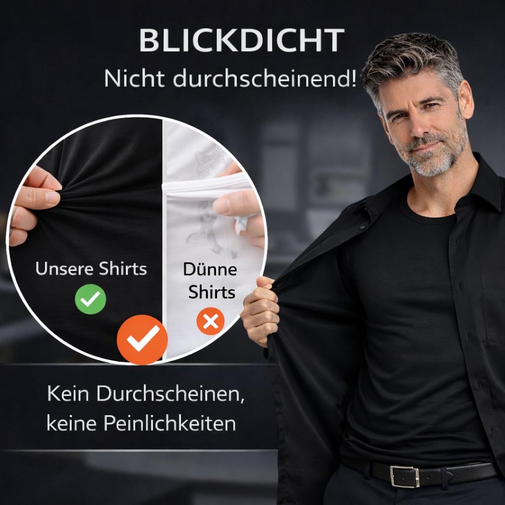 LINE ONE Herren Unterhemd T-Shirt Rundhals aus Baumwolle – Unterziehshirt Slim Fit Kurzarm, Stretch, atmungsaktiv – Basic Männer Shirt 1er 3er 6er Pack