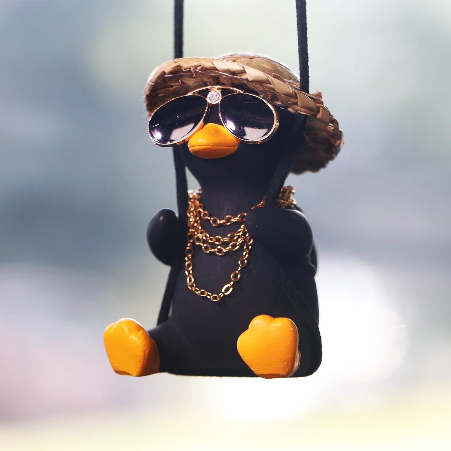 Gmngis Rear View Mirror Hanging Accessories of Swinging Duck Cool Swinging Duck Car