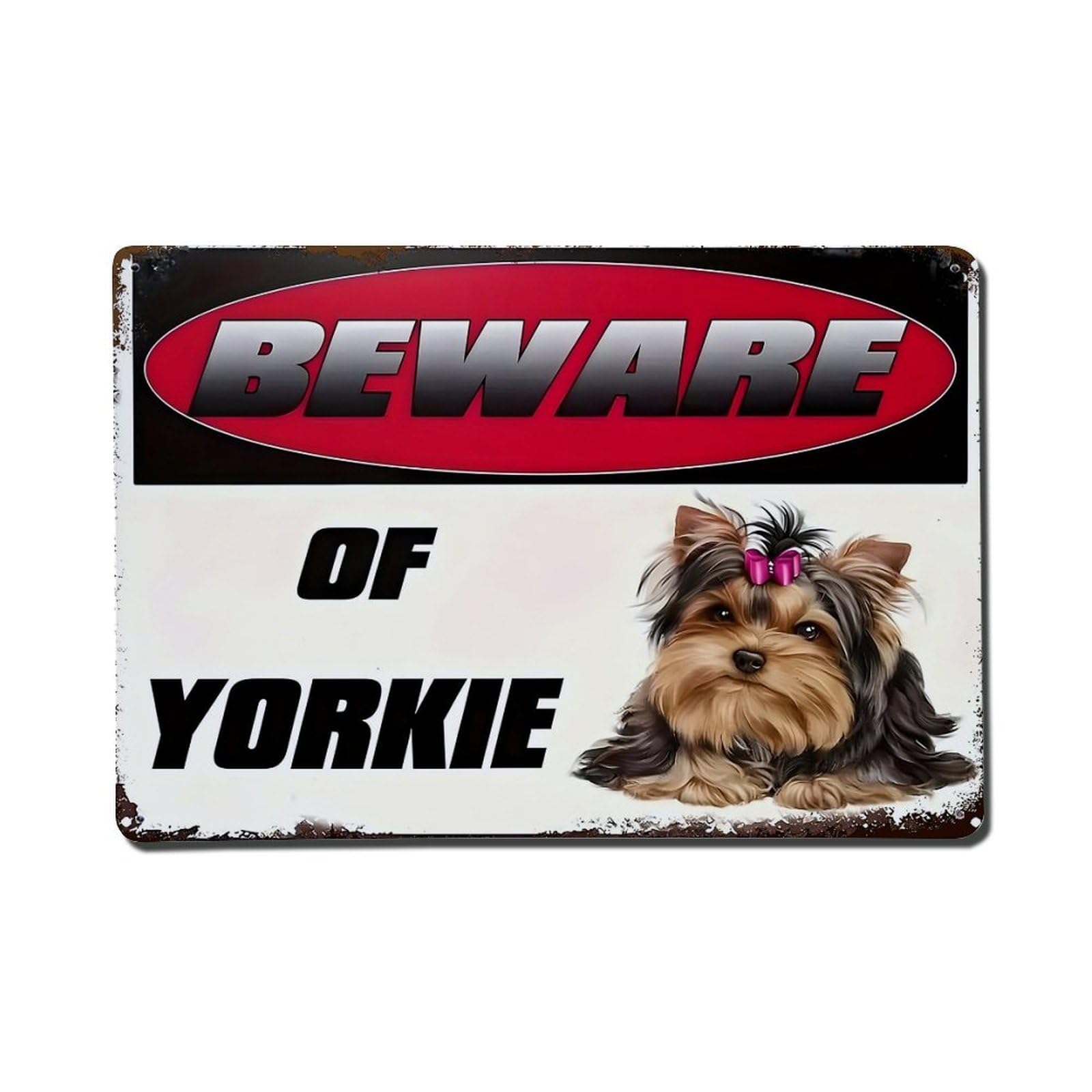 Beware Of Yorkie Dog Sign Vintage Tin Sign Retro Metal Wall Decor Metal Poster, Home Bar Garage Farmhouse Cafe Wall Art Decoration 8x12Inches