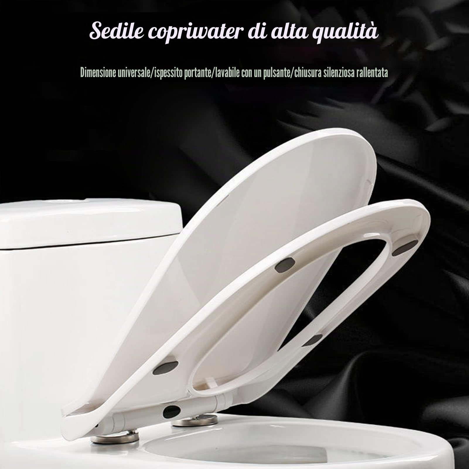Sedile WC, Coperchio Water Tavoletta WC, Copriwater Universal con Chiusura Rallentata, Facile da Montare con Materiale Antibatterico a Forma di D/U/O/V