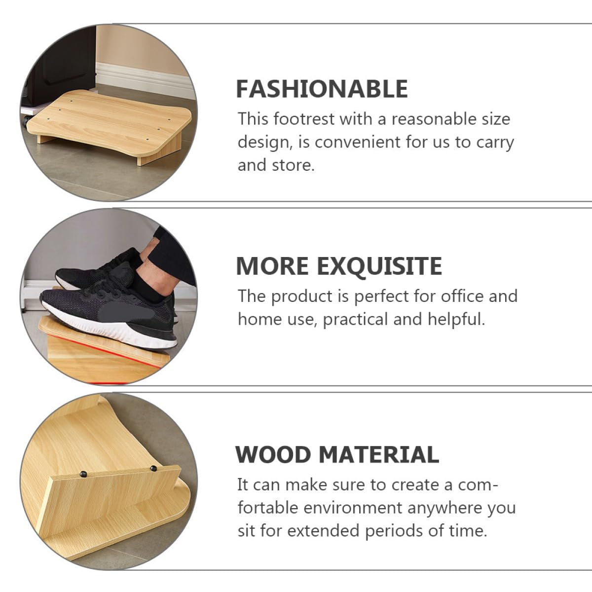 Poggiapiedi per Ufficio in Legno Design Salvaspazio e Finitura Artigianale, Sgabello Inclinato Sotto Scrivania per Casa e Lavoro