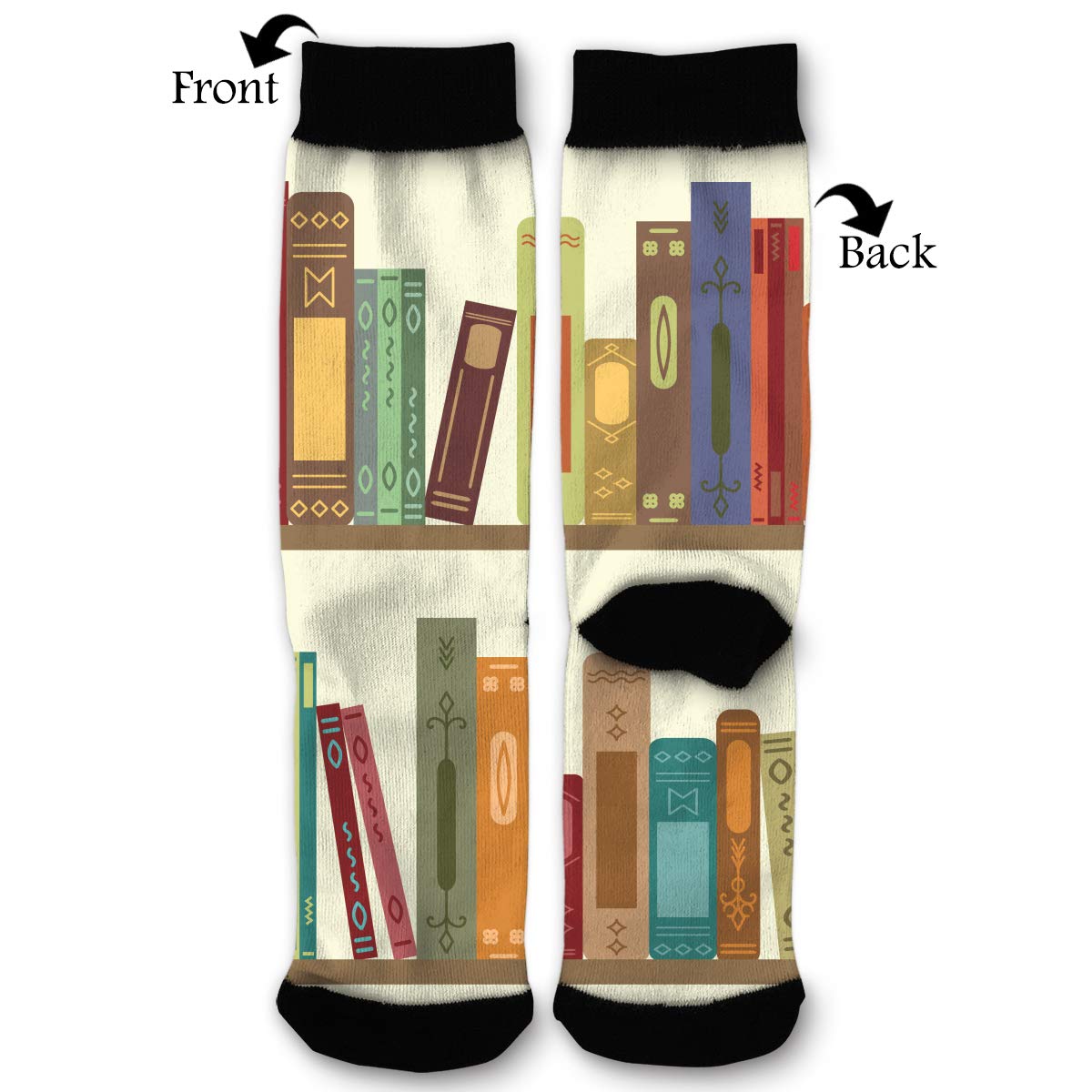 EKUIOP Socks Cartoon Bookshelf Funny Fashion Novelty Advanced Moisture Wicking Sock for Man Women