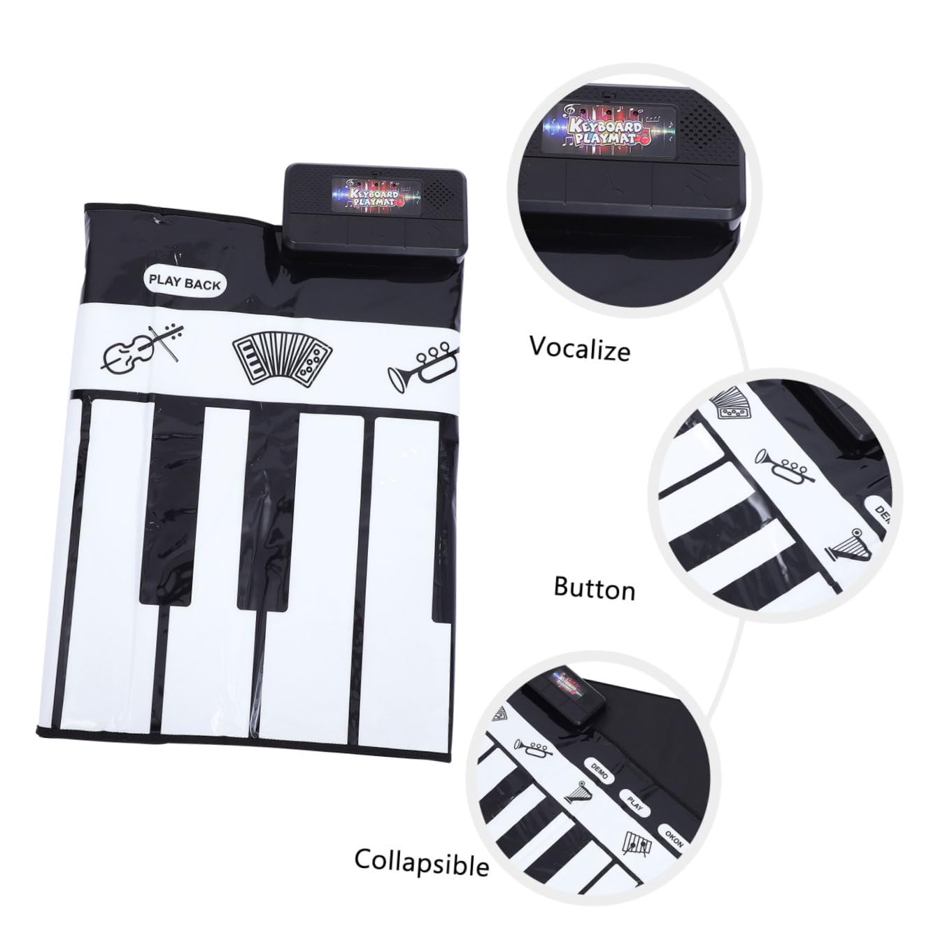 Tappetino Musicale Pianoforte 180x72cm Bianco, 1 Pezzo