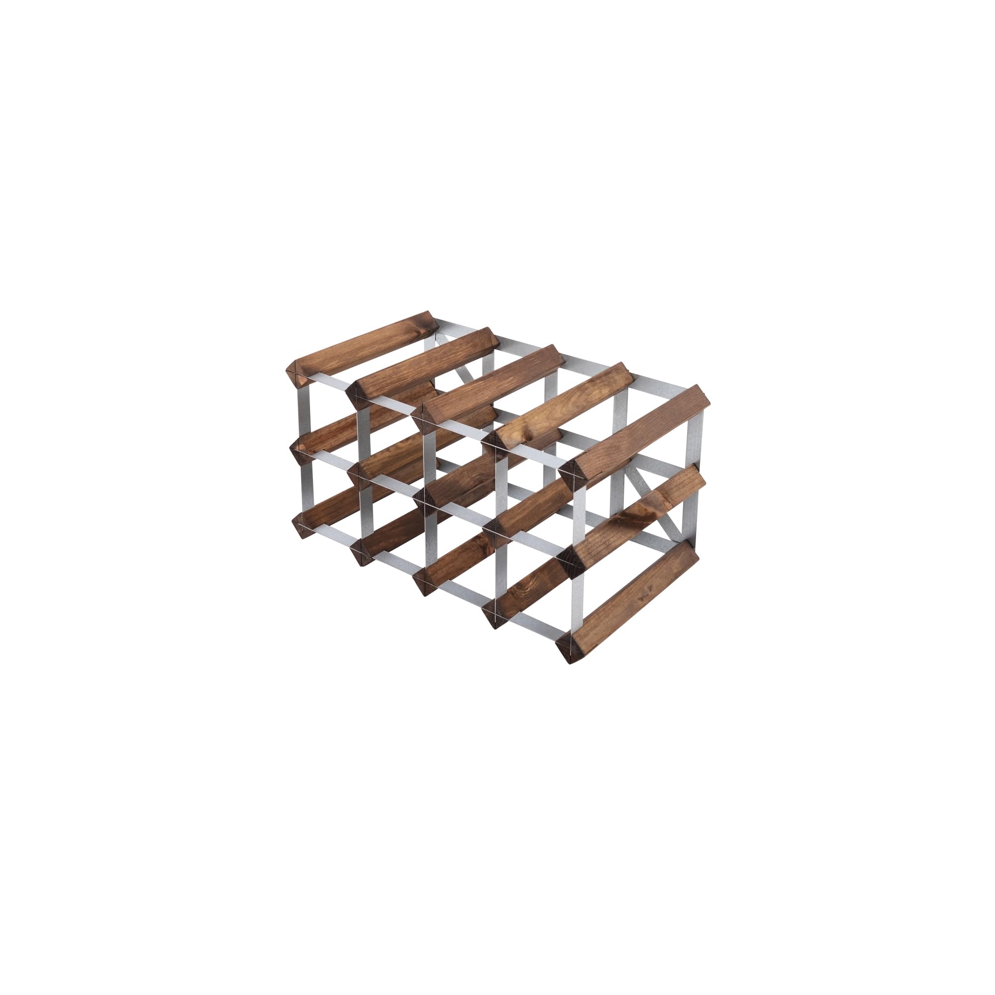 Portabottiglie per 12 bottiglie. Legno scuro, consegnato assemblato