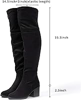 Vista 3 de Katliu Botas largas de invierno con tacón grueso hasta la rodilla para mujer, con cremallera lateral
